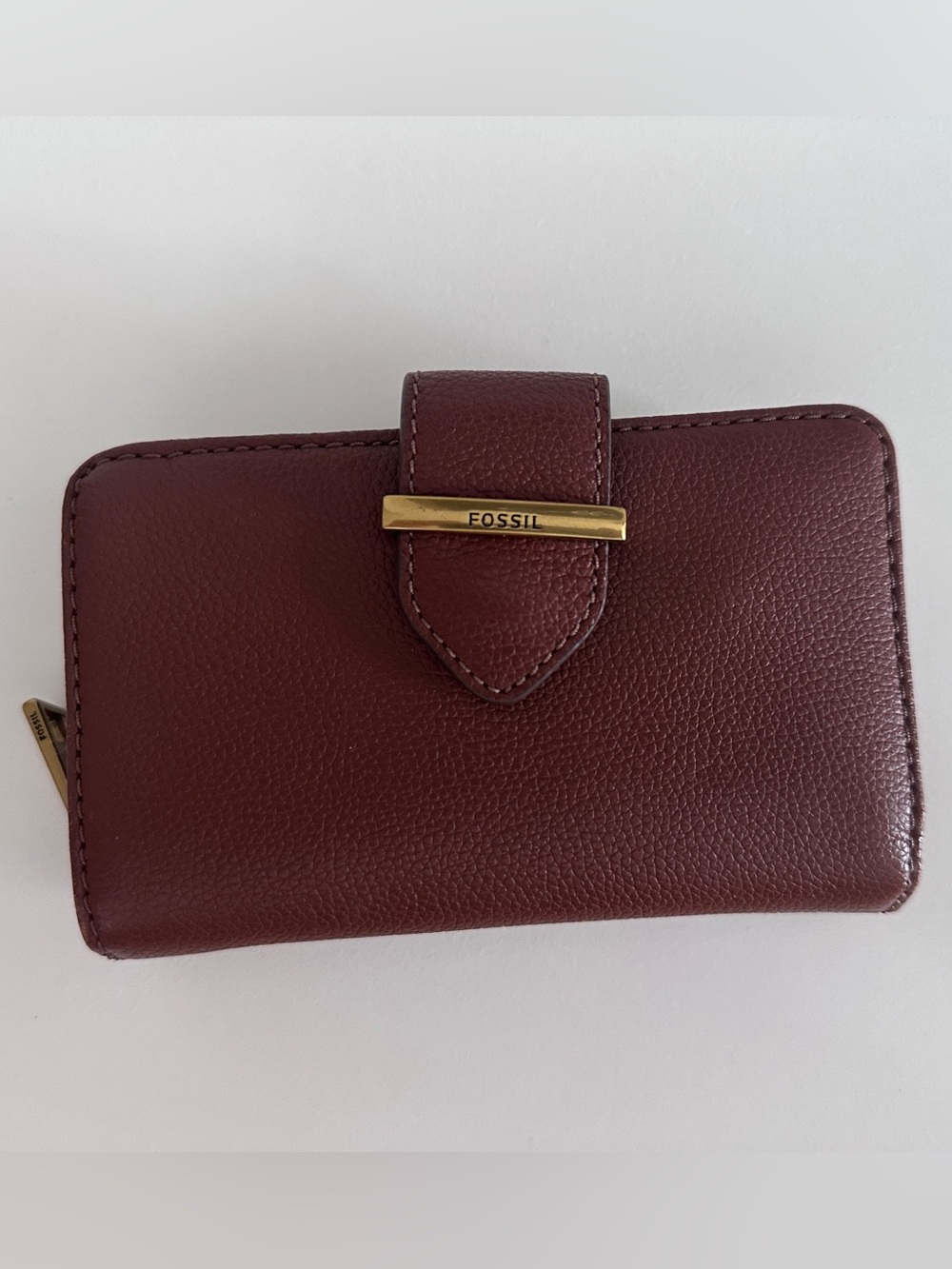 Fossil Bryce multifold leather wallet saddle brown NWT